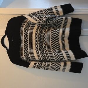 Mango Black and Cream Patterned Sweater
